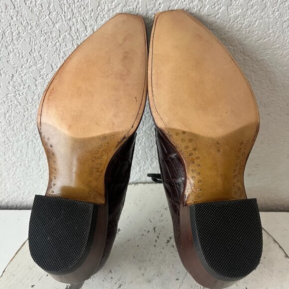 Rod Patrick Womens Lace Up Shoes 5.5 C Brown Caiman Exotic Western Boots Loafers - Picture 9 of 12